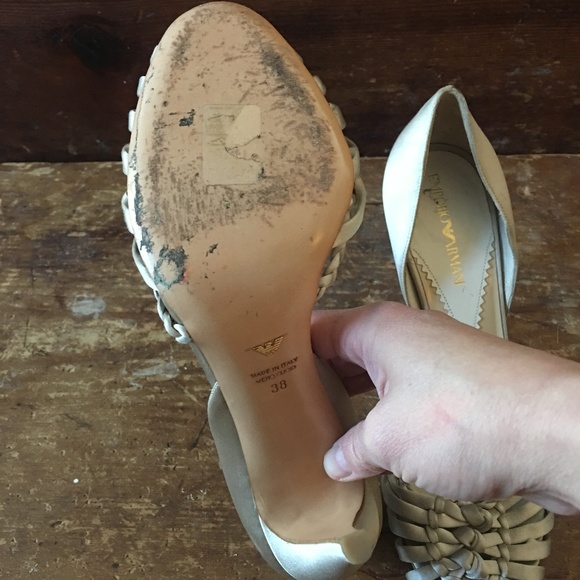Emporio Armani Champagne Satin Heel Sz 7 - Picture 5 of 6